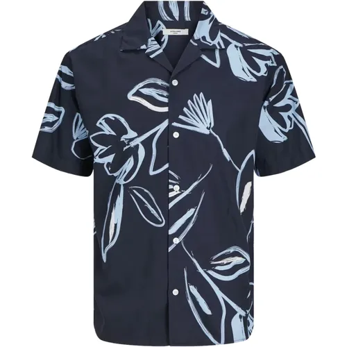 Resort Kurzarmhemd Blumendesign , Herren, Größe: L - jack & jones - Modalova