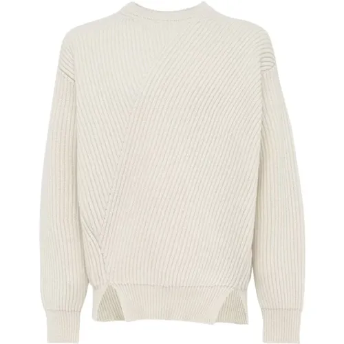 Sweatshirts, male, , Size: XL Italian Wool Ribbed Crew Neck Sweater - Jil Sander - Modalova