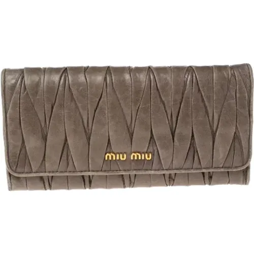 Pre-owned Leather wallets , female, Sizes: ONE SIZE - Miu Miu Pre-owned - Modalova