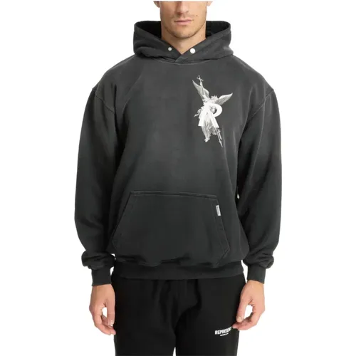 Gemusterter Archangel Hoodie mit Druckknopfverschluss , Herren, Größe: L - REPRESENT - Modalova