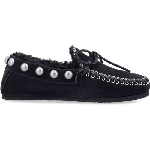 Shearling Loafer Schwarze Schuhe , Damen, Größe: 39 EU - Isabel marant - Modalova