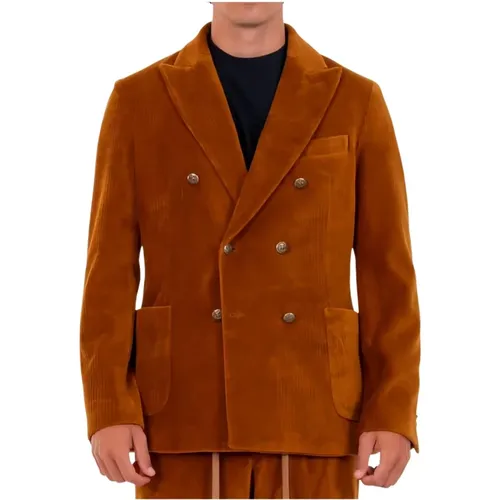 Blazers, male, , Size: M Double-breasted Corduroy Blazer - Circolo 1901 - Modalova