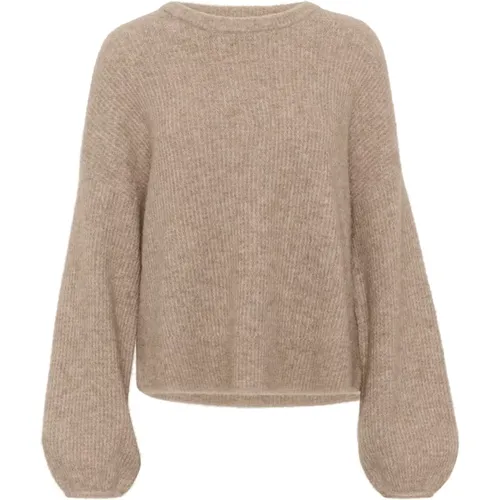 Round-neck Knitwear, female, , Size: XS Soft Knit Pullover Warm Sand Melange - Gestuz - Modalova