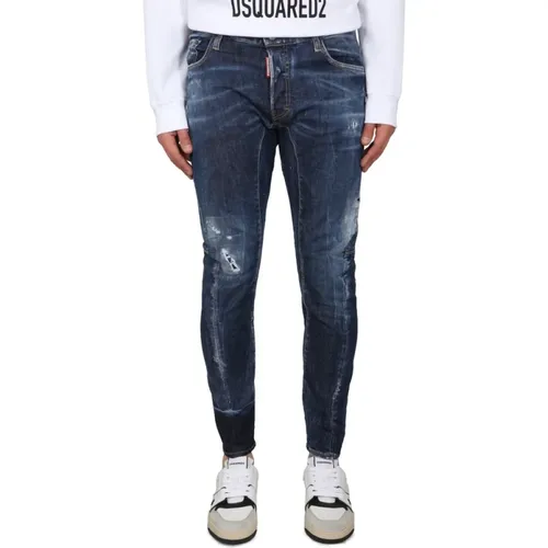 Biker Fit Jeans mit Knopf- und Reißverschluss - Dsquared2 - Modalova