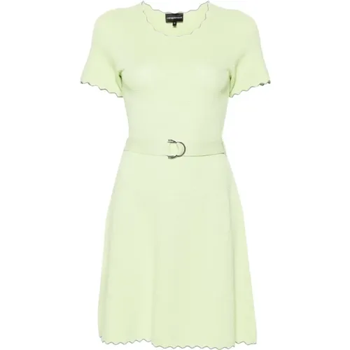 Grünes 3D-Strick A-Linie Kleid , Damen, Größe: 2XS - Emporio Armani - Modalova