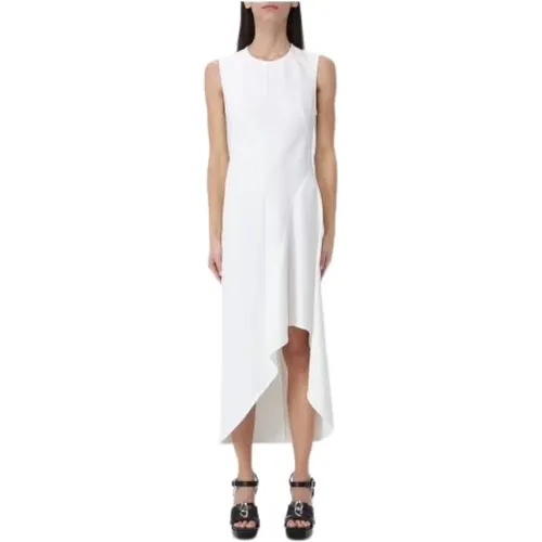 Weißes Georgette Ärmelloses Midi-Kleid , Damen, Größe: S - Moschino - Modalova