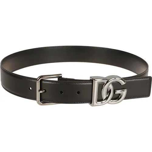 Belts, male, , Size: 105 CM Leather Logo Belt - Dolce & Gabbana - Modalova