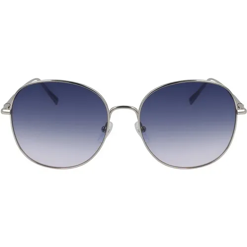 Sunglasses, female, , Size: ONE SIZE Golden Metal Sunglasses Gradient Blue - Longchamp - Modalova