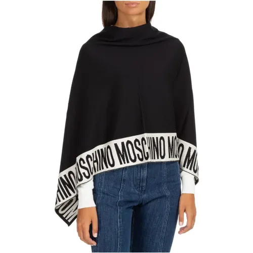 Plain Logo Poncho , female, Sizes: ONE SIZE - Moschino - Modalova