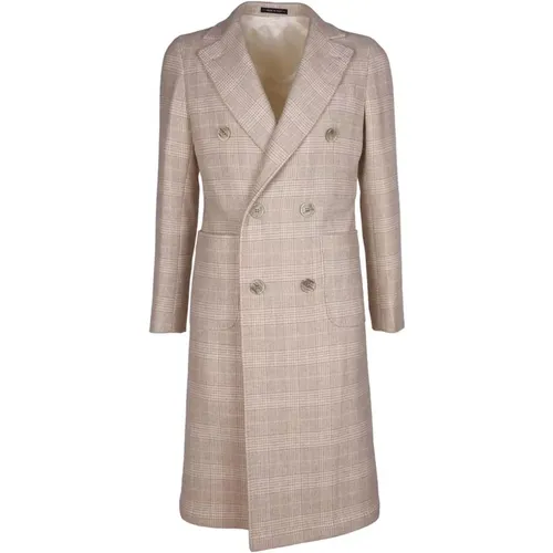 Double-Breasted Coats, male, , Size: XL Double-Breasted Wool Cashmere Coat Patch Pockets - Made in Italia - Modalova