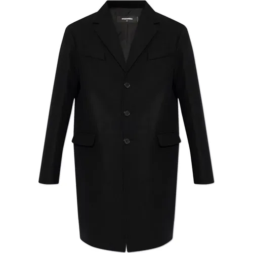 Single-Breasted Coats, male, , Size: 2XL Wool Coat - Dsquared2 - Modalova