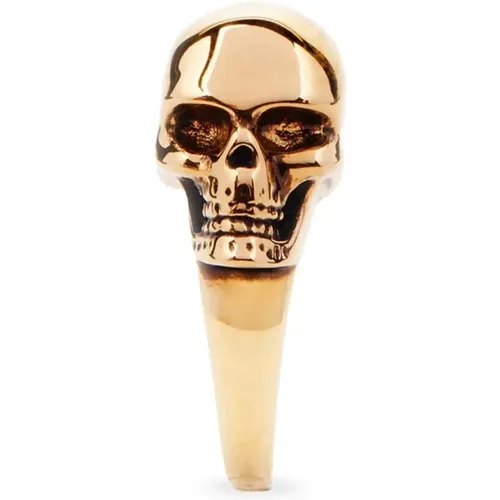 Rings, female, , Size: 52 MM Golden Side Skull Ring - alexander mcqueen - Modalova