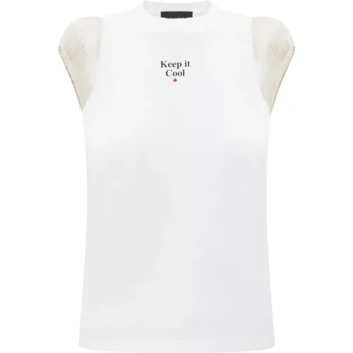 Sleeveless Crewneck T-Shirt with Print , female, Sizes: S - Dsquared2 - Modalova