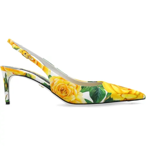 Pumps with floral motif , female, Sizes: 4 1/2 UK, 3 UK, 3 1/2 UK - Dolce & Gabbana - Modalova