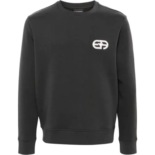 Logo Bestickter Rundhals-Sweatshirt , Herren, Größe: 2XL - Emporio Armani - Modalova