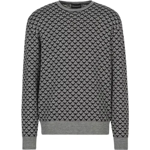 Logo All Over Wool Knit Sweater , male, Sizes: XL - Emporio Armani - Modalova