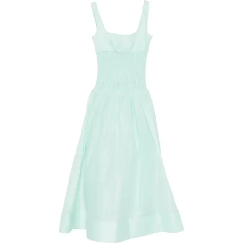 Maxi Dresses, female, , Size: 2XS Square Neck Shirred Panel Mid-Length Dress - Self Portrait - Modalova