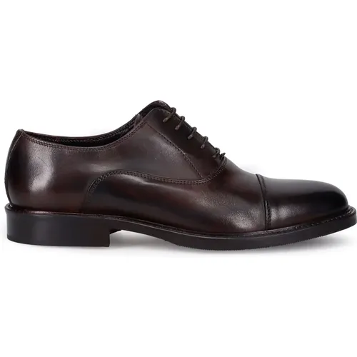 Klassische dunkelbraune flache Schuhe , Herren, Größe: 41 EU - Sangiorgio - Modalova