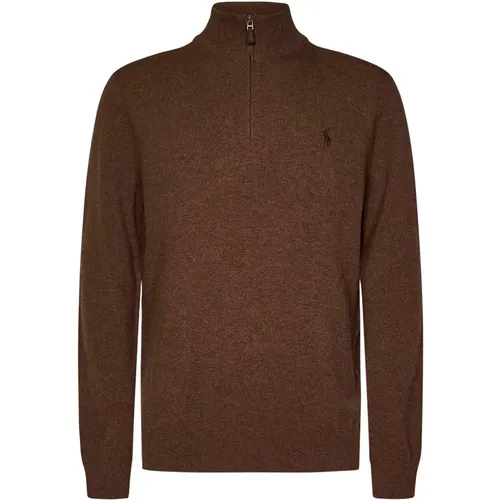 Turtlenecks, male, , Size: XL Wool Sweater with Quarter-Zip - Polo Ralph Lauren - Modalova