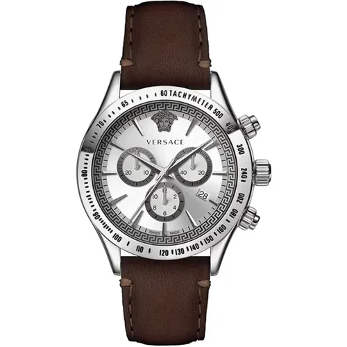 Herren Chronograph Lederarmband Uhr - Versace - Modalova
