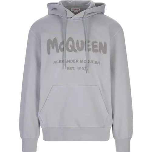 Hoodies, male, , Size: L Cotton Hoodie Sweatshirt with Logo Detail - alexander mcqueen - Modalova