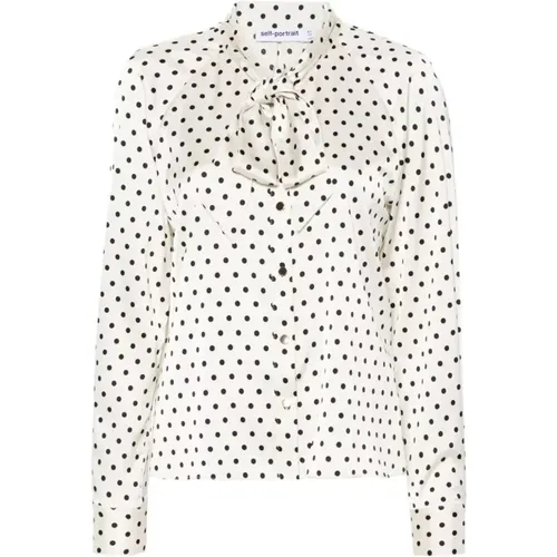 Polka Dot Satin Blouse , female, Sizes: S, M, XS - Self Portrait - Modalova