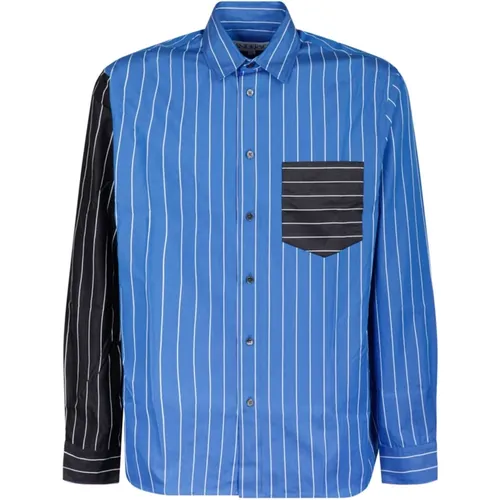 Blue Black Patchwork Shirt , male, Sizes: L, S - JW Anderson - Modalova