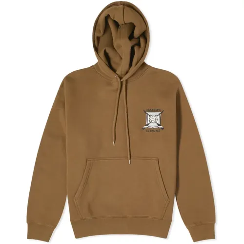 Hoodies, male, , Size: M Fox Logo Hoodie Khaki Sweatshirt - Maison Kitsuné - Modalova