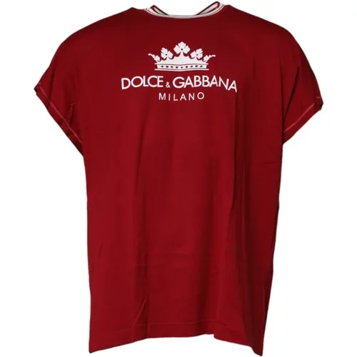 T-Shirts, male, , Size: L Crown Logo Cotton T-shirt - Dolce & Gabbana - Modalova