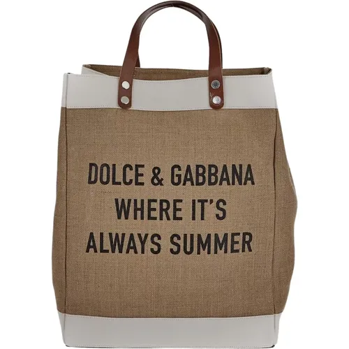 Logoed Juta Tasche Dolce & Gabbana - Dolce & Gabbana - Modalova