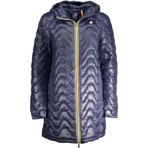 Blaue Eco Jacke mit Kapuze und Reißverschluss , Damen, Größe: L - K-way - Modalova