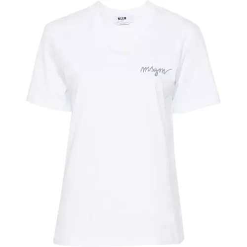 Optisches Weißes T-Shirt , Damen, Größe: 2XS - MSGM - Modalova