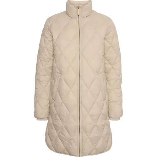 Parkas, female, , Size: L Quilted Oatmeal Jacket with High Collar - Part Two - Modalova