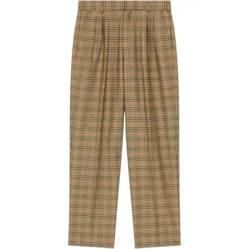 Straight Trousers, male, , Size: W42 Caramel Plaid Stylish Men's Trousers - Kenzo - Modalova