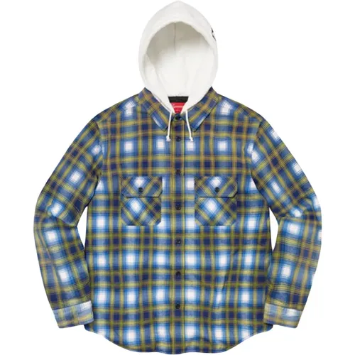 Limited Edition Hooded Flannel Zip Up , male, Sizes: M, L - Supreme - Modalova