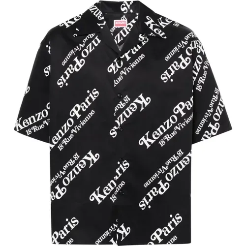 Schwarzes Baumwollshirt mit Logo-Print , Herren, Größe: L - Kenzo - Modalova