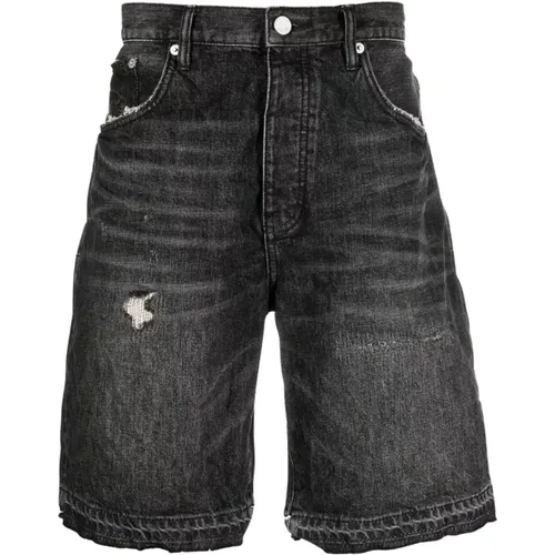 Black Denim Shorts with Faded Effect , male, Sizes: W30, W32 - Purple Brand - Modalova