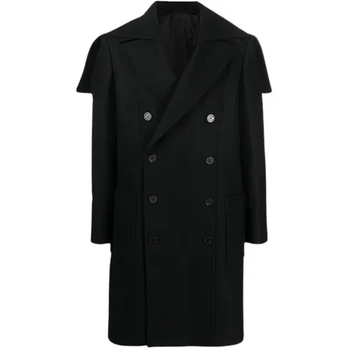 Double-Breasted Coats, male, , Size: L Wool Blend Double-Breasted Coat - Balmain - Modalova