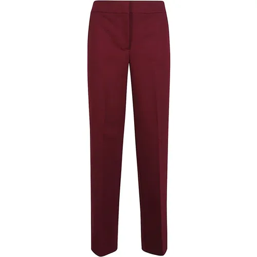 Straight Trousers, female, , Size: L Magenta Trousers with Hidden Closure - Via Masini 80 - Modalova