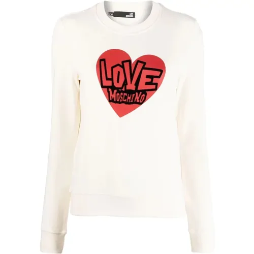 Casual White Sweatshirt Modal Cotton Elastane , female, Sizes: 2XS - Love Moschino - Modalova