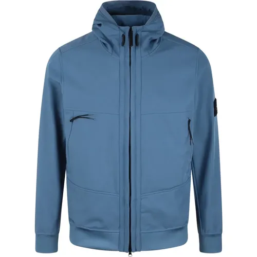 Windproof Hooded Jacket with Soft Shell Technology , male, Sizes: L - Stone Island - Modalova