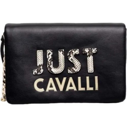 Cross Body Bags, female, , Size: ONE SIZE Shoulder Bag with Detachable Strap and Logo Lettering - Just Cavalli - Modalova