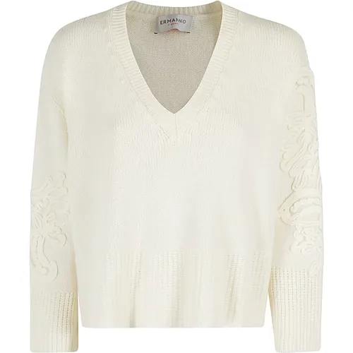 Langarm V-Ausschnitt Top - Ermanno Scervino - Modalova