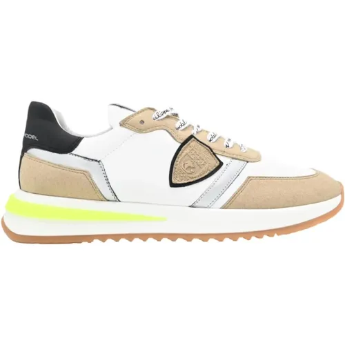 Niedrige Sneakers in Weiß Beige , Herren, Größe: 40 EU - Philippe Model - Modalova