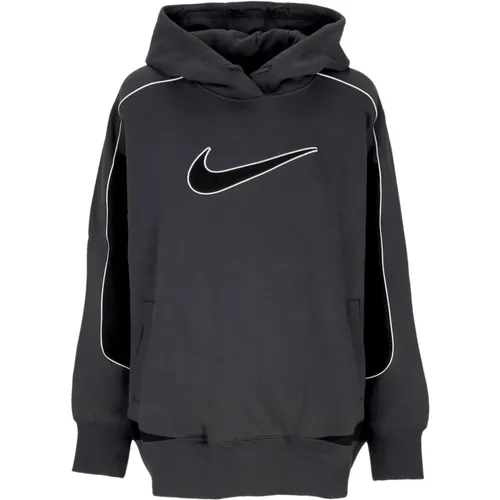 Hoodies, female, , Size: M Oversize Swoosh Hoodie Anthracite/Black/White - Nike - Modalova