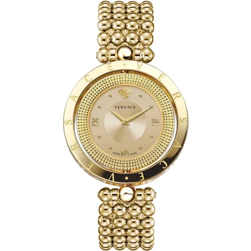 EON Gold Stainless Steel Watch , female, Sizes: ONE SIZE - Versace - Modalova