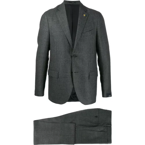 Single Breasted Suits, male, , Size: L Grey Tailored Suit for Men - Lardini - Modalova