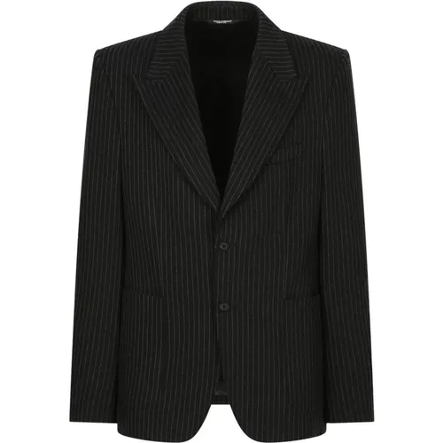 Pinstriped Single-Breasted Blazer , male, Sizes: L, M - Dolce & Gabbana - Modalova