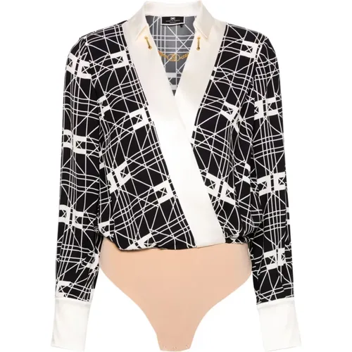Body, female, , Size: S Crossover Bodysuit-Style Blouse - Elisabetta Franchi - Modalova