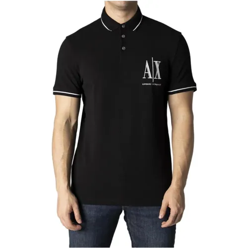 Schwarzes Print Polo Shirt Herren , Herren, Größe: 2XL - Armani Exchange - Modalova